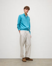Rory Blue & Grey Classic Cashmere Contrast Zip Neck Jumper