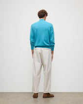 Rory Blue & Grey Classic Cashmere Contrast Zip Neck Jumper