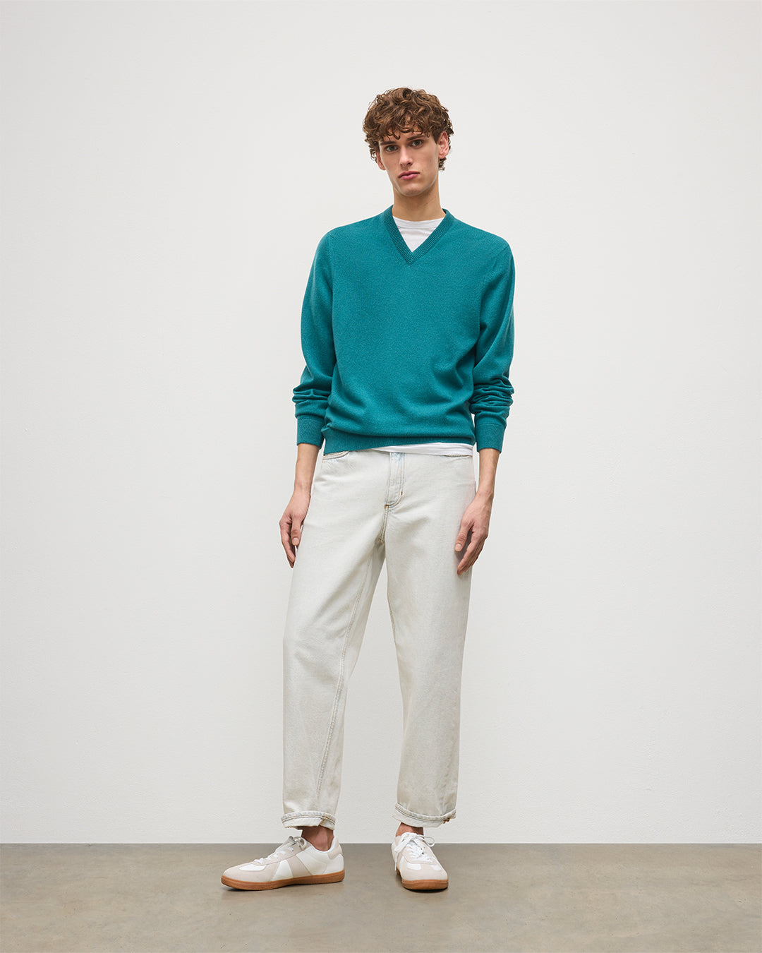 Rory Green Classic Cashmere V Neck Jumper