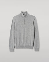 Rory Grey Classic Cashmere Zip Neck Jumper