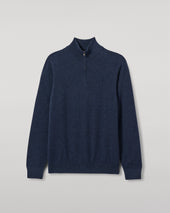 Rory Navy Classic Cashmere Zip Neck Jumper