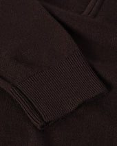 Classic Cashmere Dark Brown Zip Neck Jumper