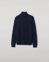 Classic Cashmere Dark Navy Zip Neck Jumper
