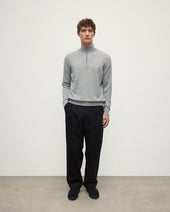Classic Cashmere Light Grey Zip Neck Jumper
