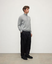 Classic Cashmere Light Grey Zip Neck Jumper