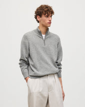 Rory Grey Classic Cashmere Zip Neck Jumper