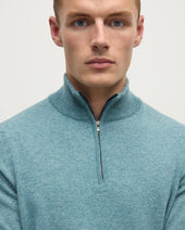 Classic Cashmere Green Zip Neck Jumper