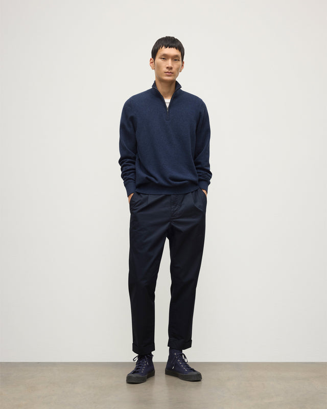 Rory Navy Classic Cashmere Zip Neck Jumper