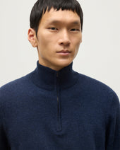 Rory Navy Classic Cashmere Zip Neck Jumper