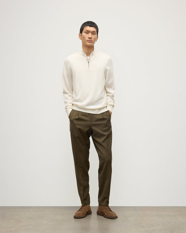 Rory White Classic Cashmere Zip Neck Jumper