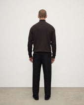 Classic Cashmere Dark Brown Zip Neck Jumper