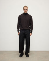 Classic Cashmere Dark Brown Zip Neck Jumper
