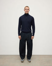 Classic Cashmere Dark Navy Zip Neck Jumper