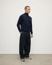Classic Cashmere Dark Navy Zip Neck Jumper