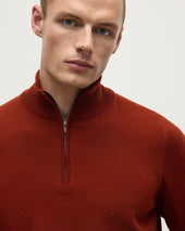 Classic Cashmere Dark Red Zip Neck Jumper