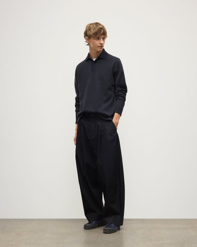 Tweel Navy & Grey Cashmere Rugby Shirt
