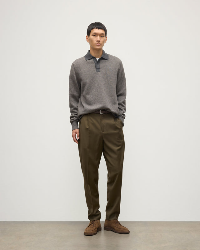 Tweel Grey & Brown Cashmere Rugby Shirt