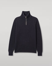 Tweel Navy & Grey Cashmere Half Zip Jumper
