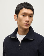 Tweel Navy & Grey Cashmere Half Zip Jumper