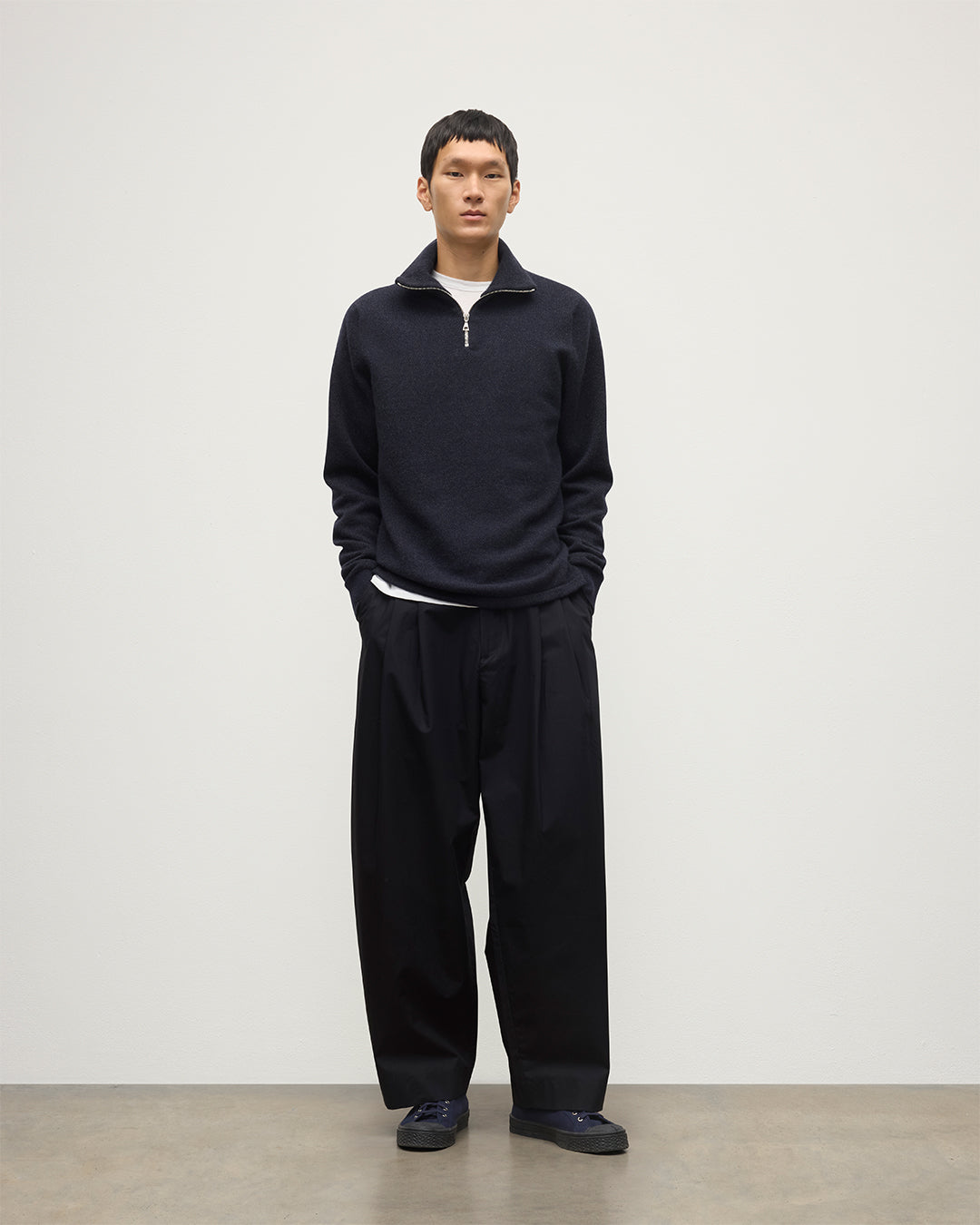 Tweel Grey Cashmere Half Zip Jumper