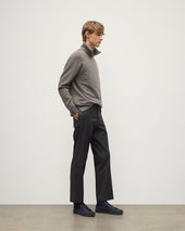 Tweel Grey & Brown Cashmere Half Zip Jumper