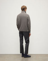 Tweel Grey & Brown Cashmere Half Zip Jumper
