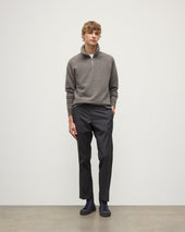 Tweel Grey & Brown Cashmere Half Zip Jumper