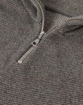 Tweel Grey & Brown Cashmere Half Zip Jumper