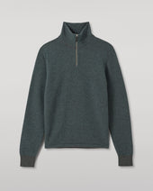 Tweel Grey Green Cashmere Half Zip Jumper