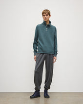 Tweel Grey Green Cashmere Half Zip Jumper