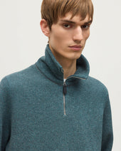 Tweel Grey Green Cashmere Half Zip Jumper