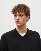Rory Black Classic Cashmere V-Neck Jumper