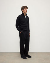 Double Face Black Half Zip Jumper