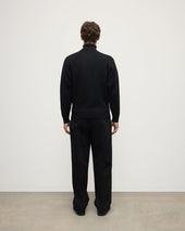 Double Face Black Half Zip Jumper
