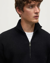 Double Face Black Half Zip Jumper