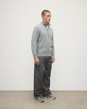 Double Face Light Grey Half Zip Jumper