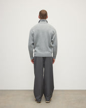 Double Face Light Grey Half Zip Jumper