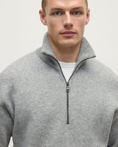 Double Face Light Grey Half Zip Jumper