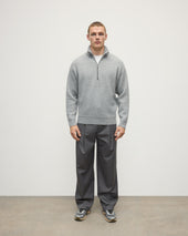 Double Face Light Grey Half Zip Jumper