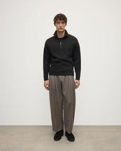 Double Face Dark Grey Half Zip Jumper