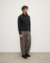 Double Face Dark Grey Half Zip Jumper