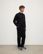 Double Face Black Tapered Joggers