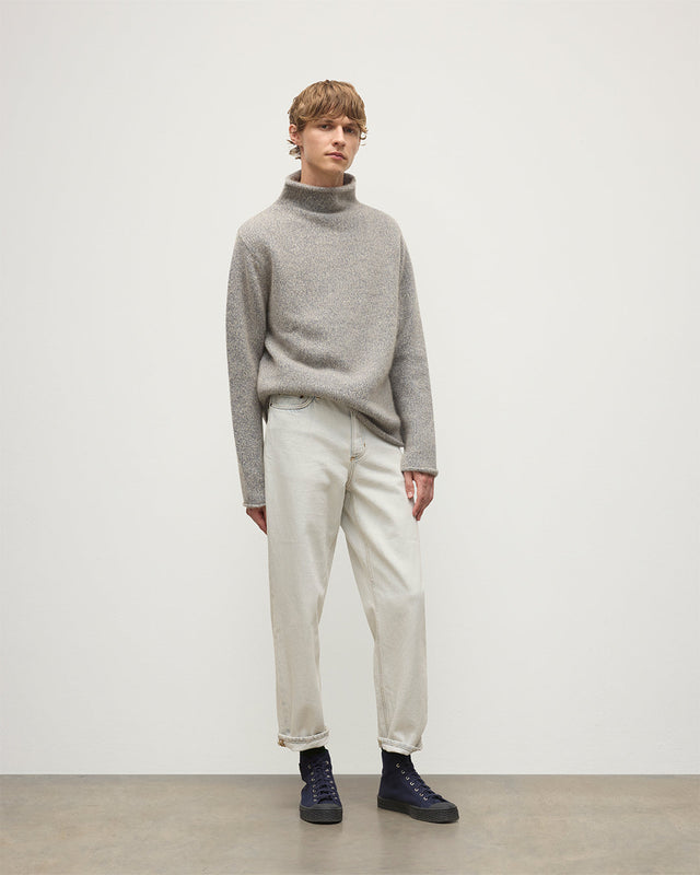 Kester Blue Marl Cashmere Funnel Neck Jumper