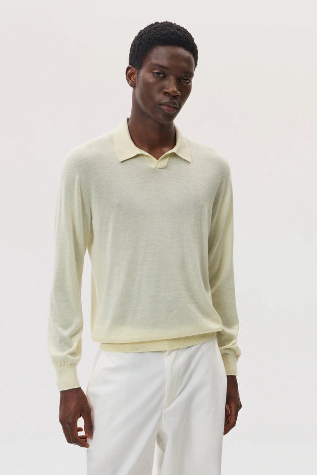 Superfine Cashmere Silk Light Yellow Polo Shirt