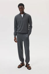 Classic Cashmere Mid Grey Zip Neck Jumper