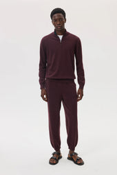 Deep Red Tapered Cashmere Joggers