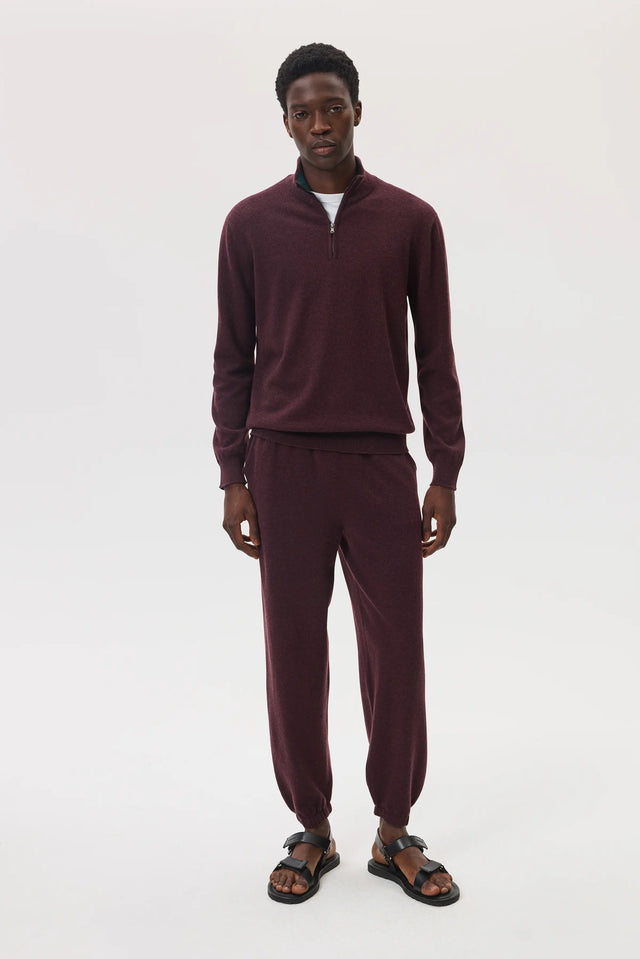 Deep Red Tapered Cashmere Joggers
