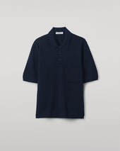 Superfine Merino Relaxed Dark Navy Polo Shirt