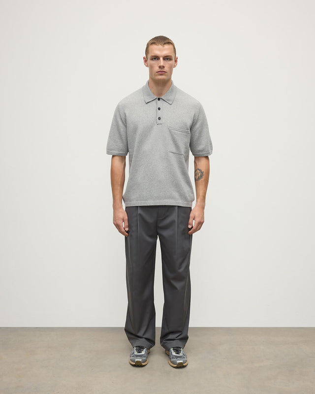 Superfine Merino Relaxed Light Grey Polo Shirt