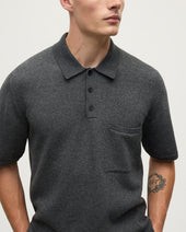 Superfine Merino Relaxed Charcoal Polo Shirt